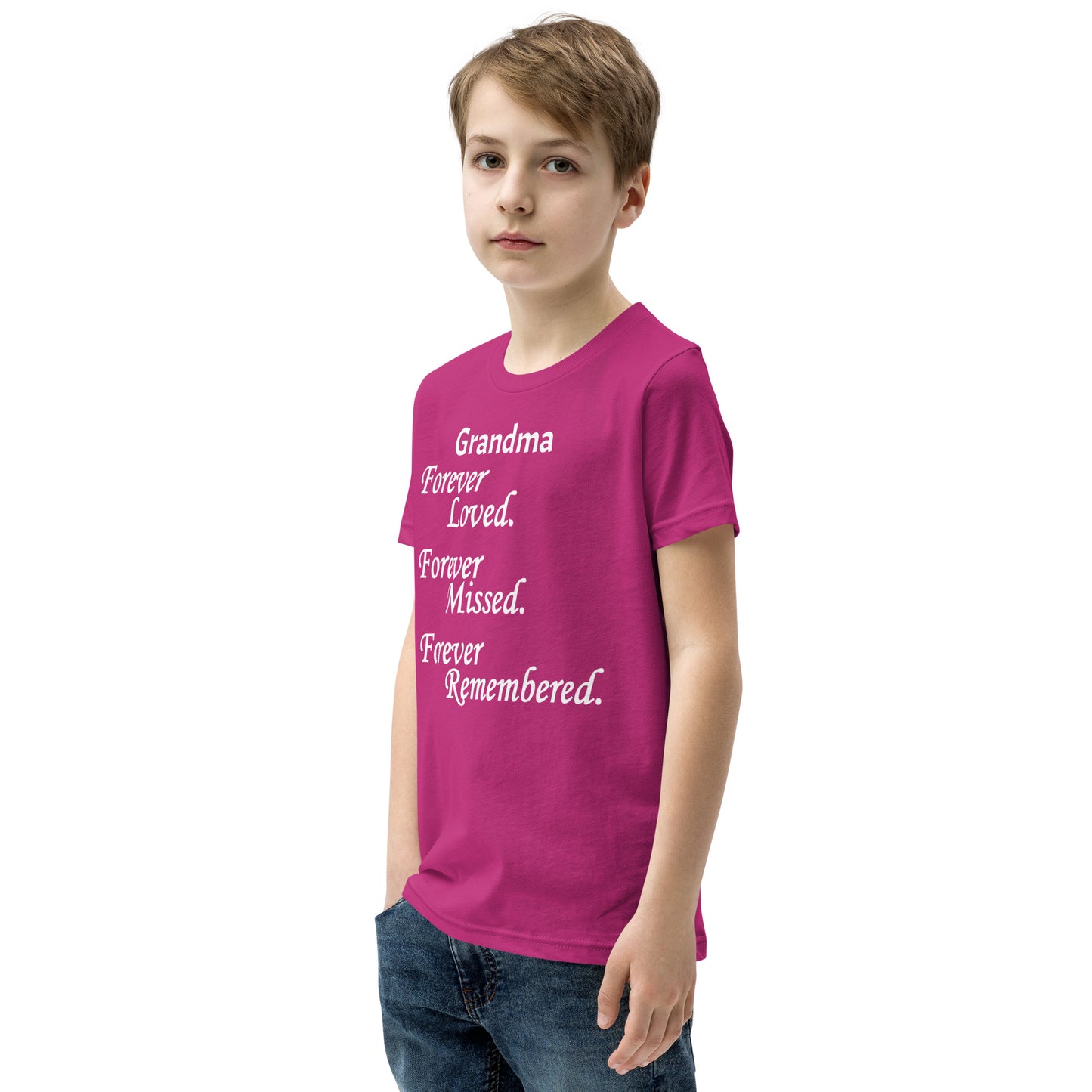 Bella + Canvas Combed and Ring-Spun Cotton Youth T-Shirt Block Design White Lettering