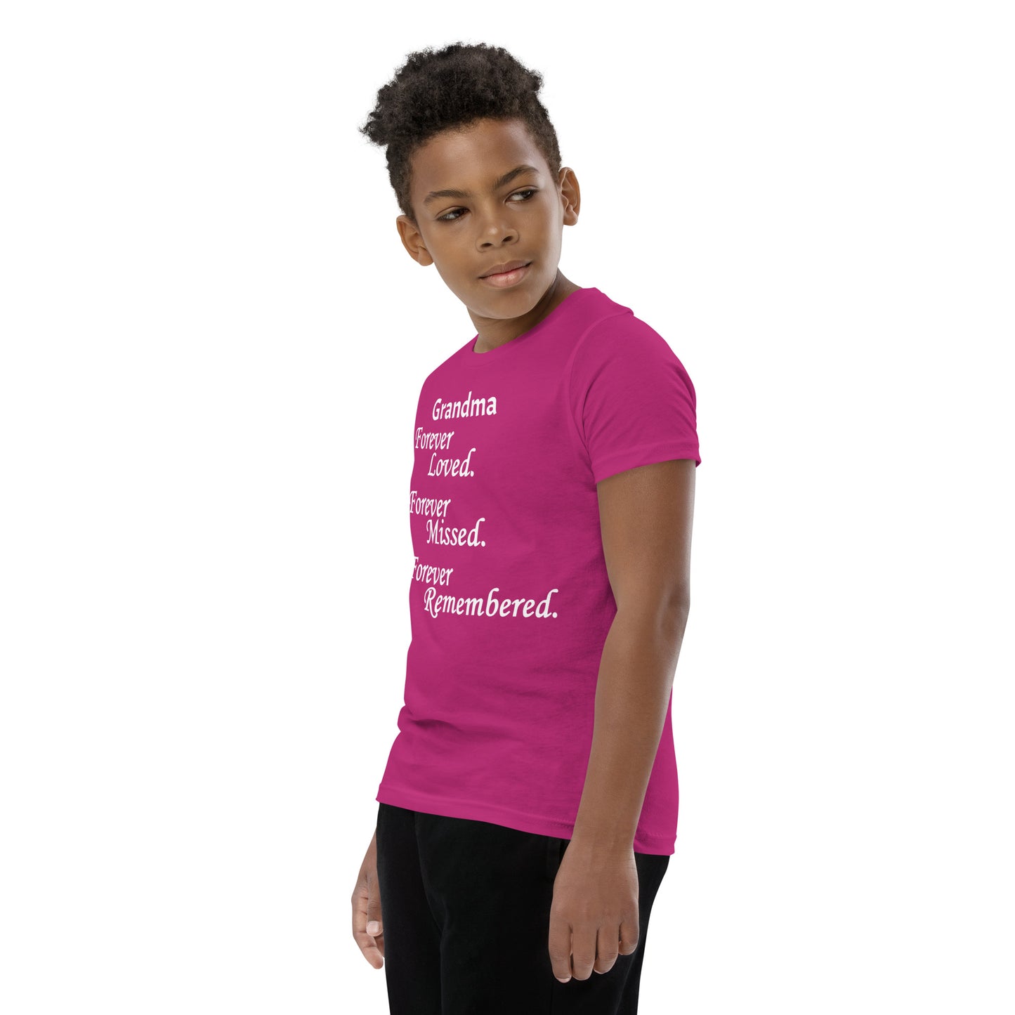 Bella + Canvas Combed and Ring-Spun Cotton Youth T-Shirt Block Design White Lettering