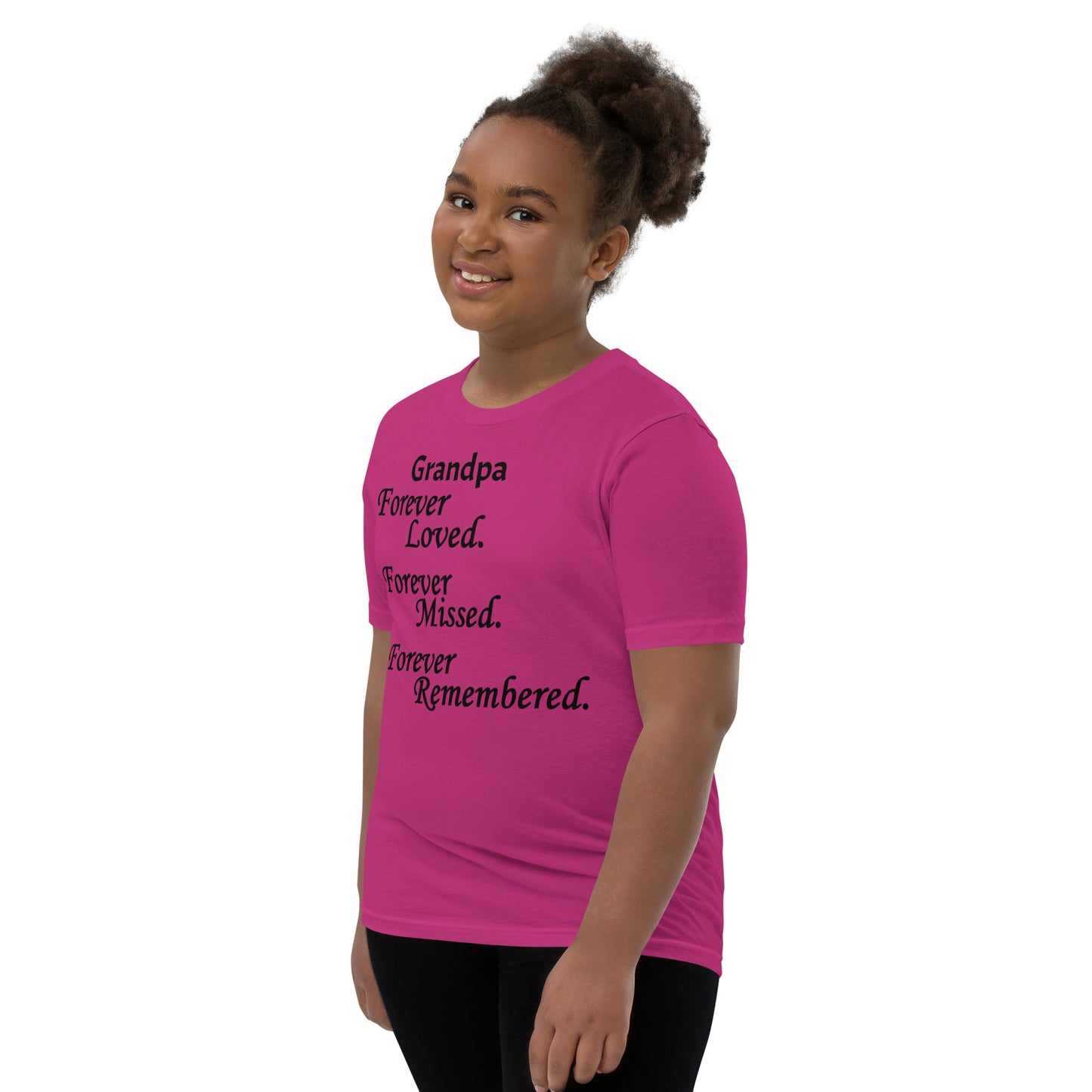 Bella + Canvas Combed and Ring-Spun Cotton Youth T-Shirt Block Design Black Lettering