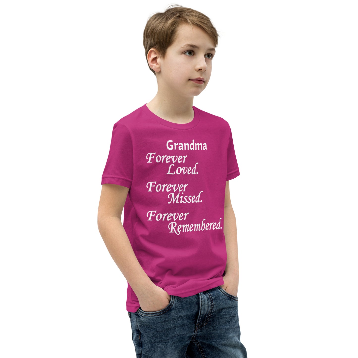 Bella + Canvas Combed and Ring-Spun Cotton Youth T-Shirt Block Design White Lettering