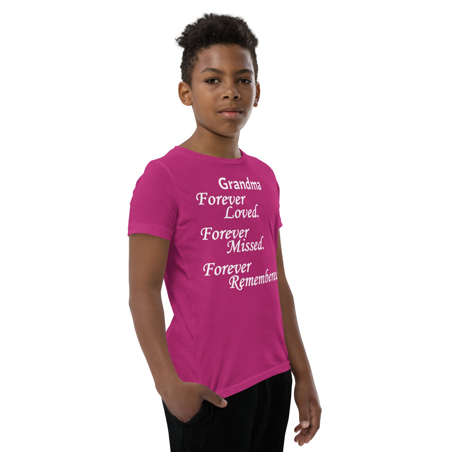 Bella + Canvas Combed and Ring-Spun Cotton Youth T-Shirt Block Design White Lettering