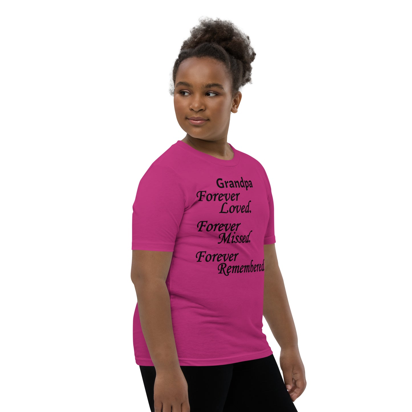 Bella + Canvas Combed and Ring-Spun Cotton Youth T-Shirt Block Design Black Lettering