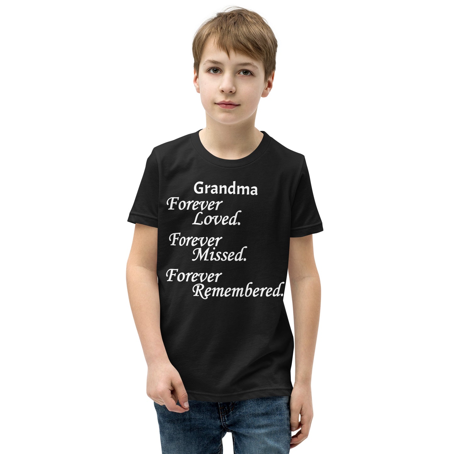 Bella + Canvas Combed and Ring-Spun Cotton Youth T-Shirt Block Design White Lettering
