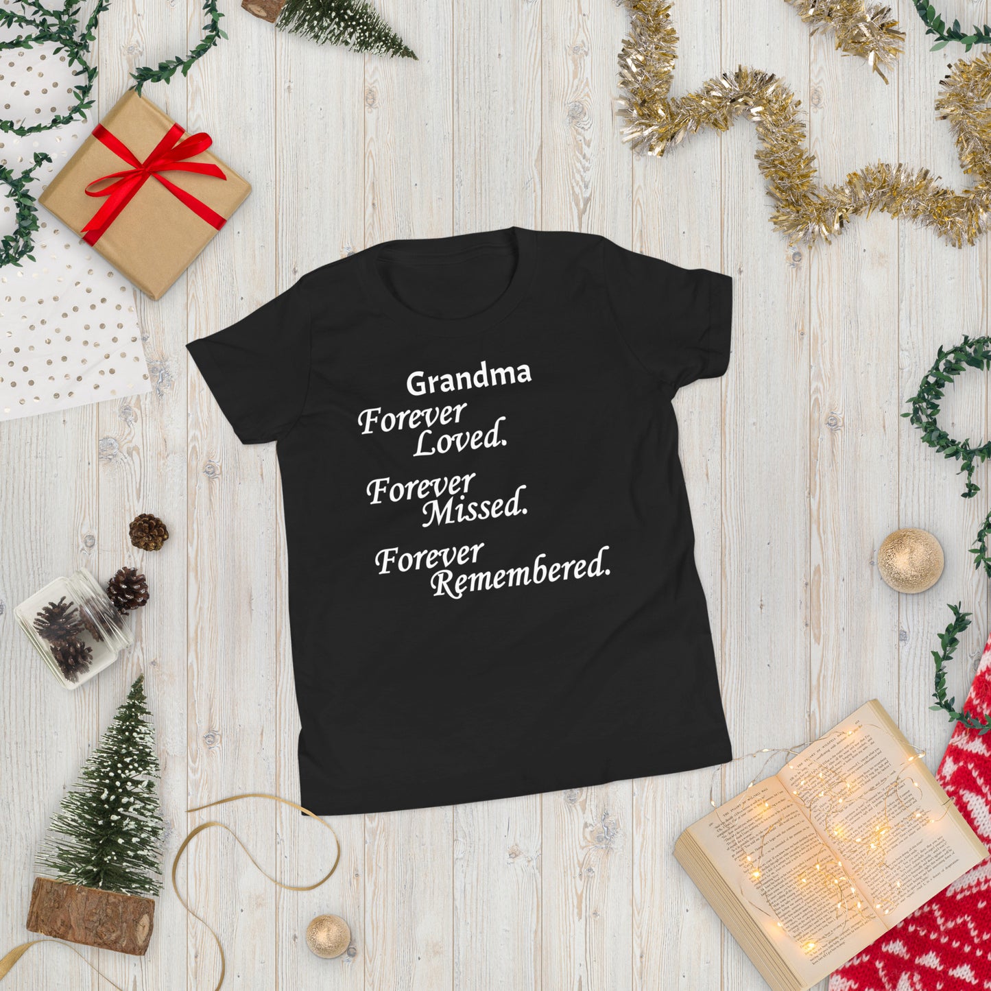 Bella + Canvas Combed and Ring-Spun Cotton Youth T-Shirt Block Design White Lettering