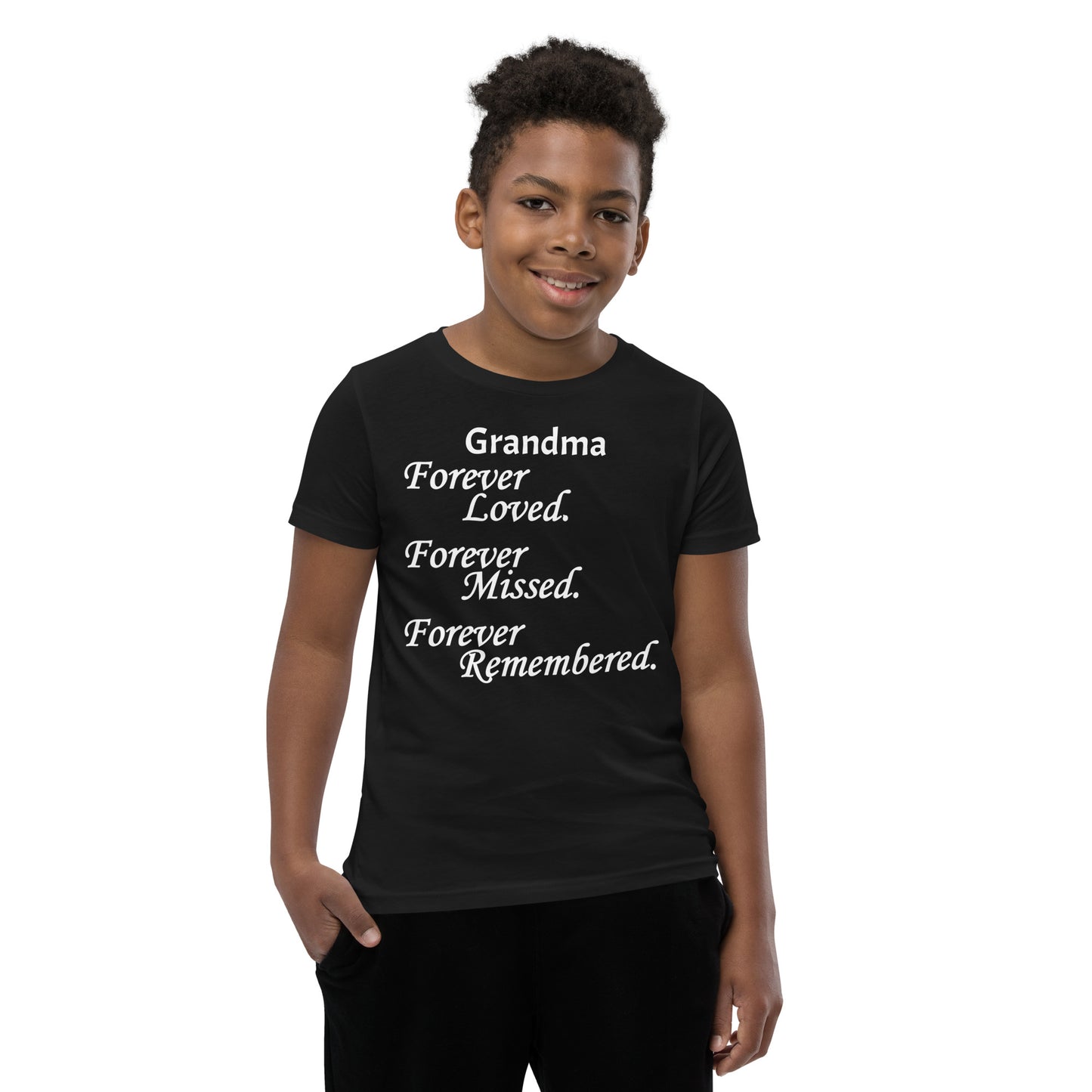 Bella + Canvas Combed and Ring-Spun Cotton Youth T-Shirt Block Design White Lettering