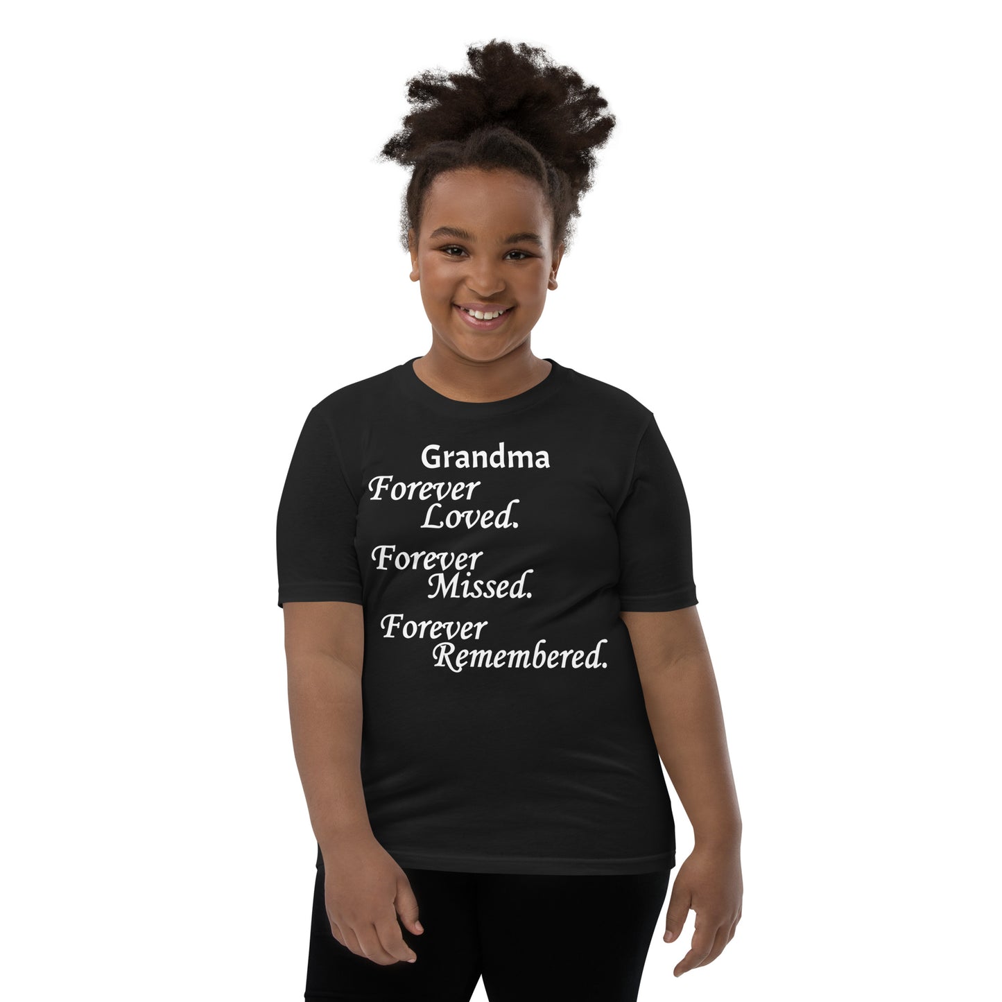 Bella + Canvas Combed and Ring-Spun Cotton Youth T-Shirt Block Design White Lettering