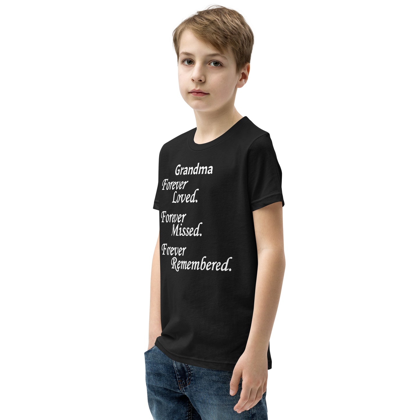 Bella + Canvas Combed and Ring-Spun Cotton Youth T-Shirt Block Design White Lettering