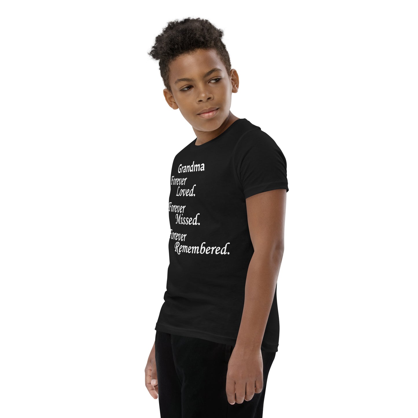 Bella + Canvas Combed and Ring-Spun Cotton Youth T-Shirt Block Design White Lettering