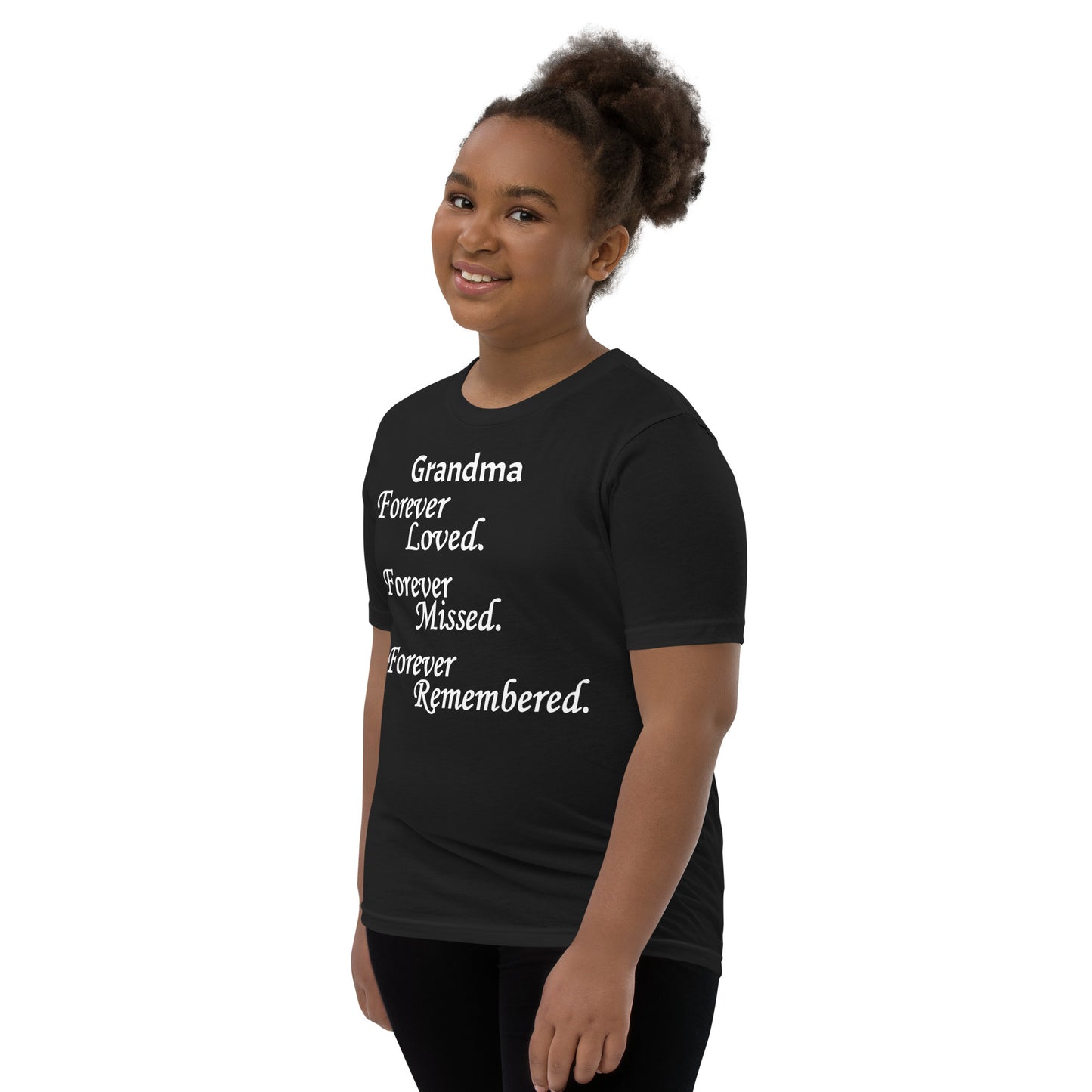 Bella + Canvas Combed and Ring-Spun Cotton Youth T-Shirt Block Design White Lettering