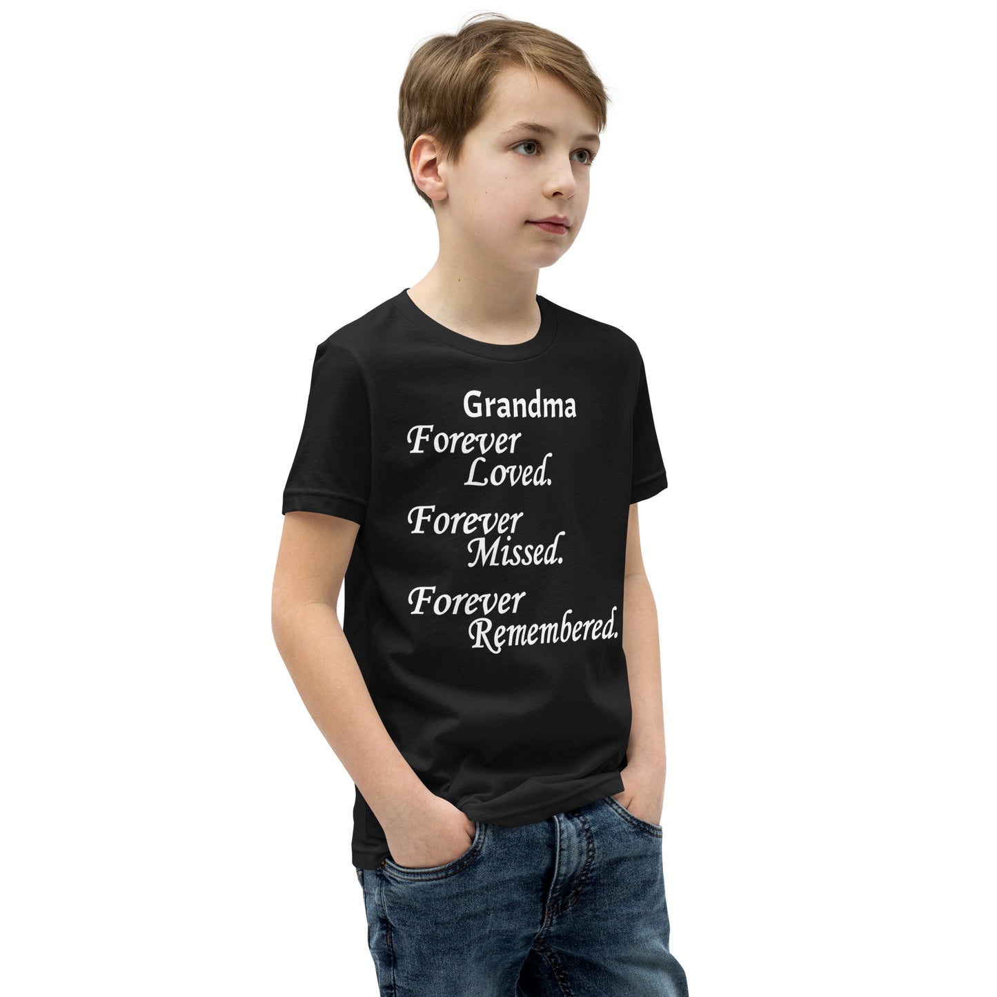 Bella + Canvas Combed and Ring-Spun Cotton Youth T-Shirt Block Design White Lettering
