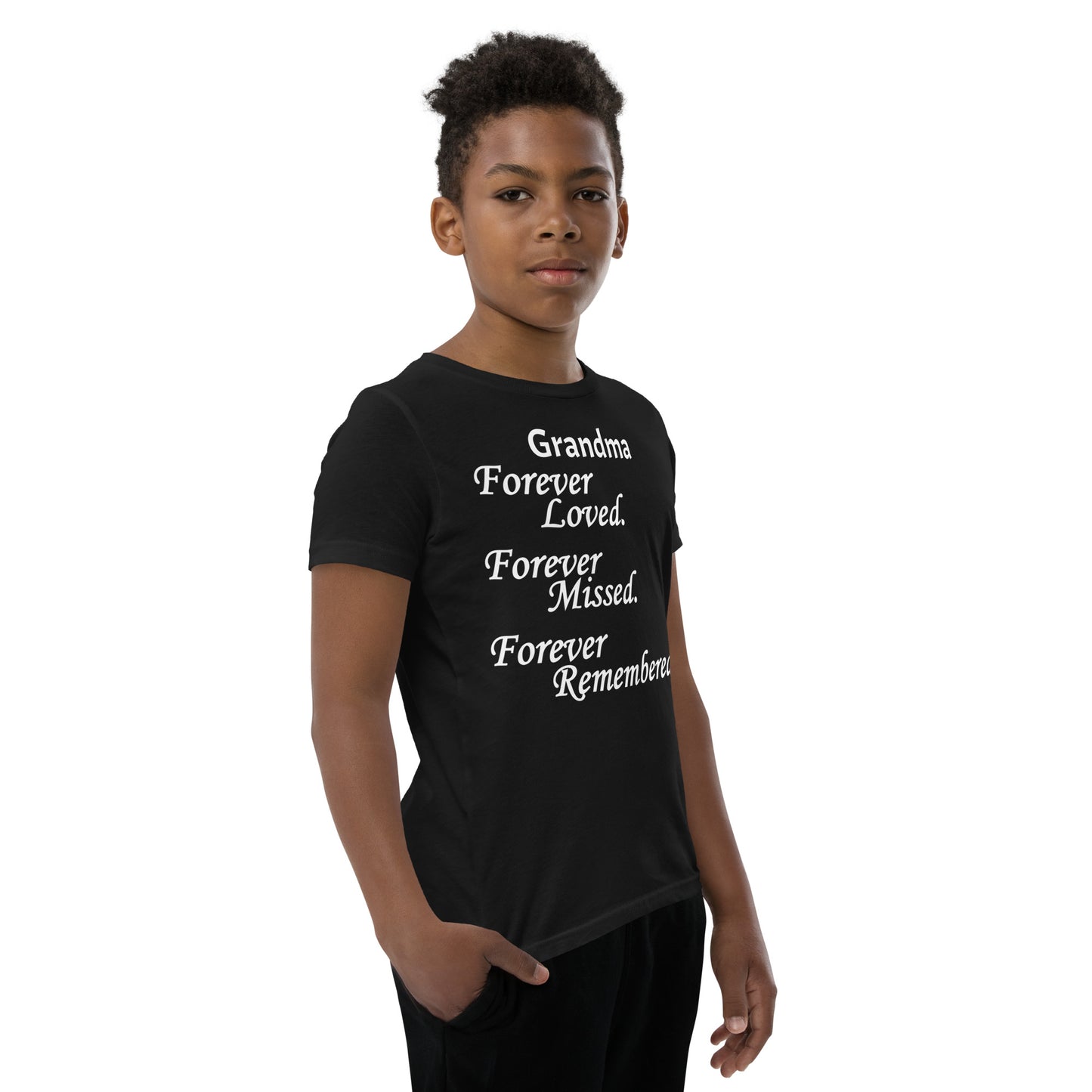 Bella + Canvas Combed and Ring-Spun Cotton Youth T-Shirt Block Design White Lettering