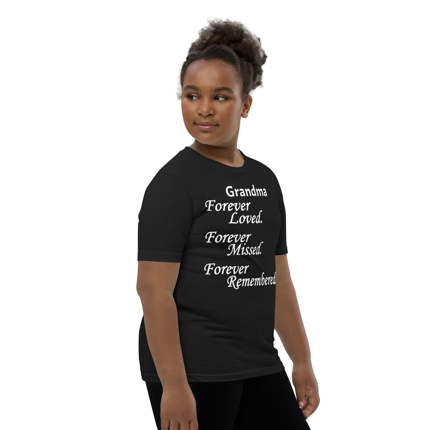 Bella + Canvas Combed and Ring-Spun Cotton Youth T-Shirt Block Design White Lettering