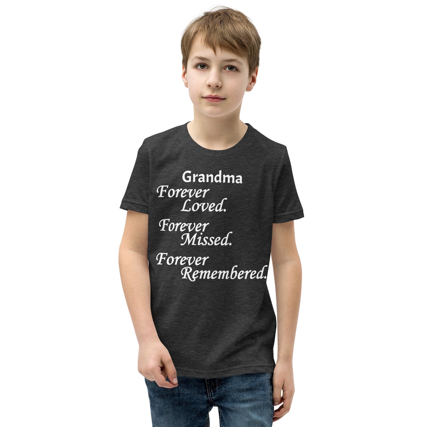 Bella + Canvas Combed and Ring-Spun Cotton Youth T-Shirt Block Design White Lettering