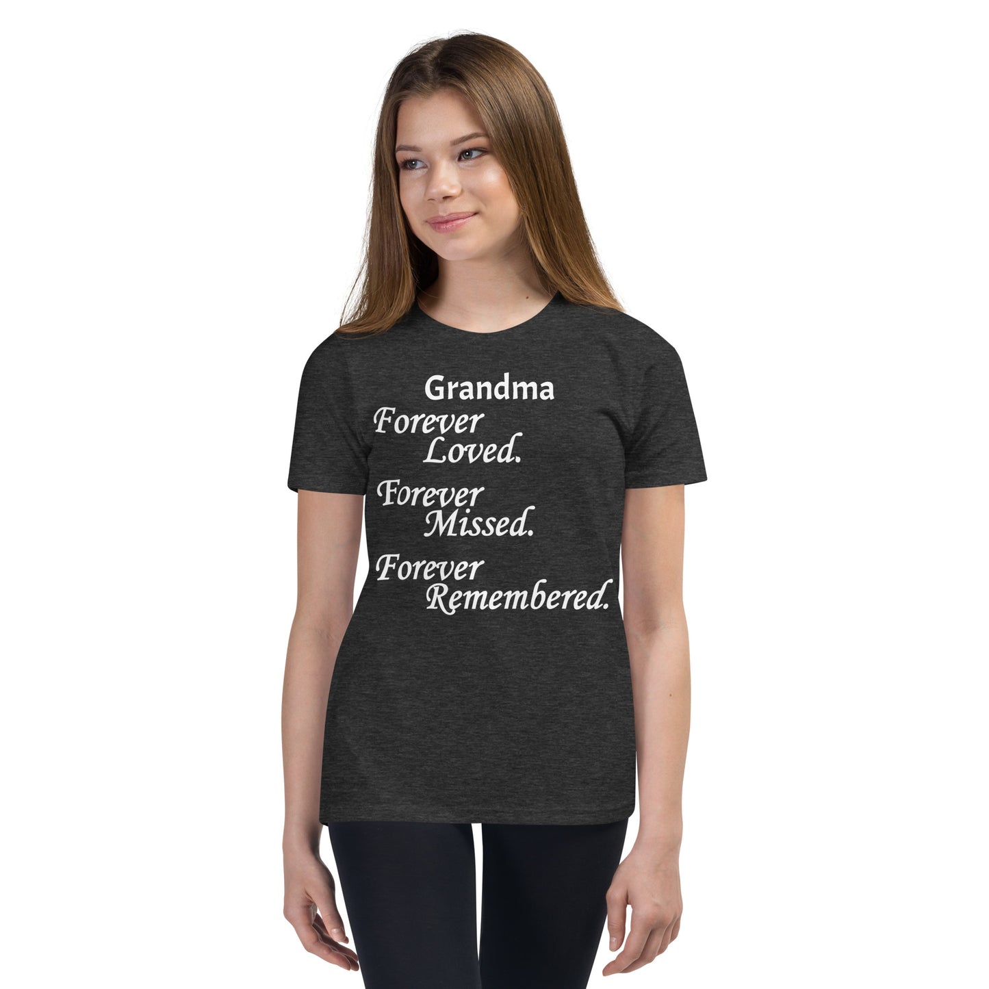 Bella + Canvas Combed and Ring-Spun Cotton Youth T-Shirt Block Design White Lettering