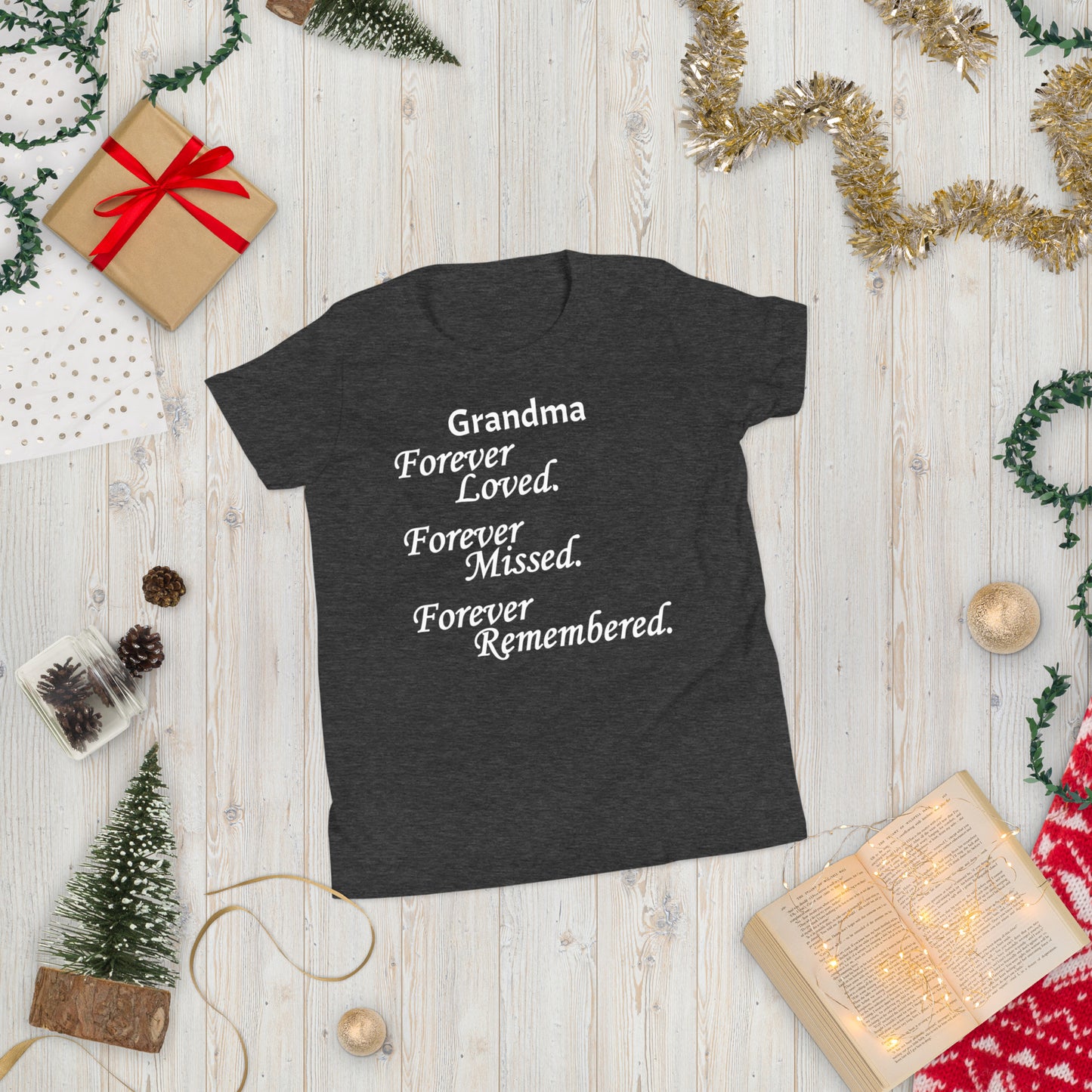 Bella + Canvas Combed and Ring-Spun Cotton Youth T-Shirt Block Design White Lettering