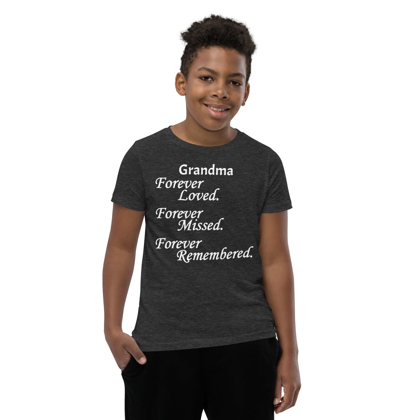 Bella + Canvas Combed and Ring-Spun Cotton Youth T-Shirt Block Design White Lettering