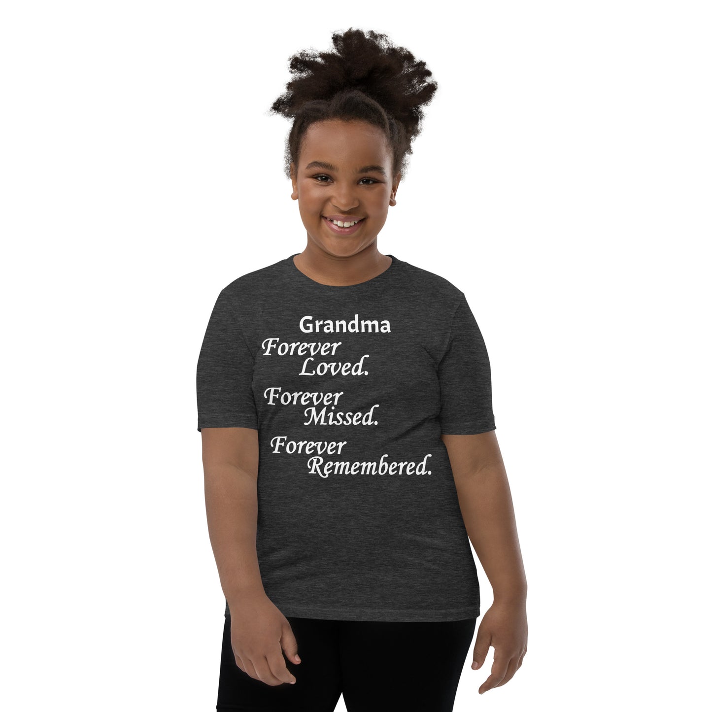 Bella + Canvas Combed and Ring-Spun Cotton Youth T-Shirt Block Design White Lettering