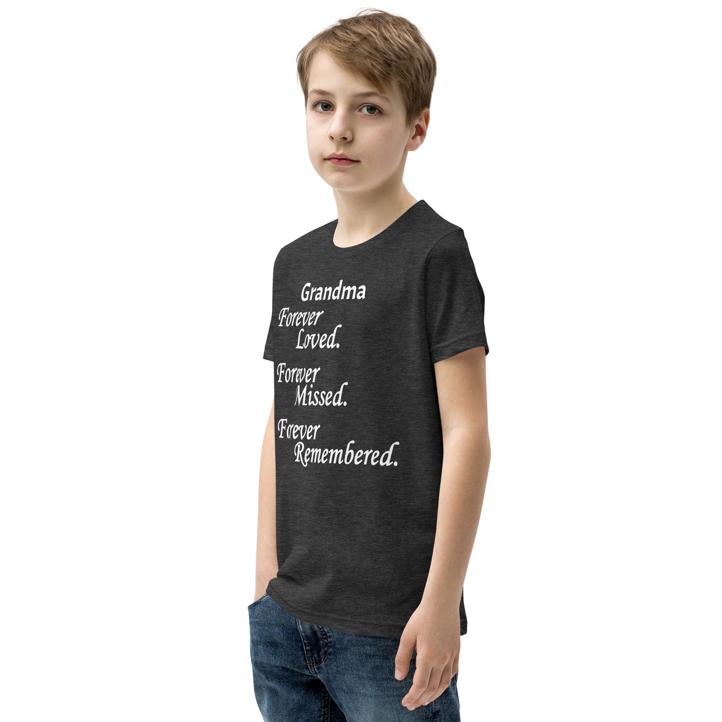Bella + Canvas Combed and Ring-Spun Cotton Youth T-Shirt Block Design White Lettering
