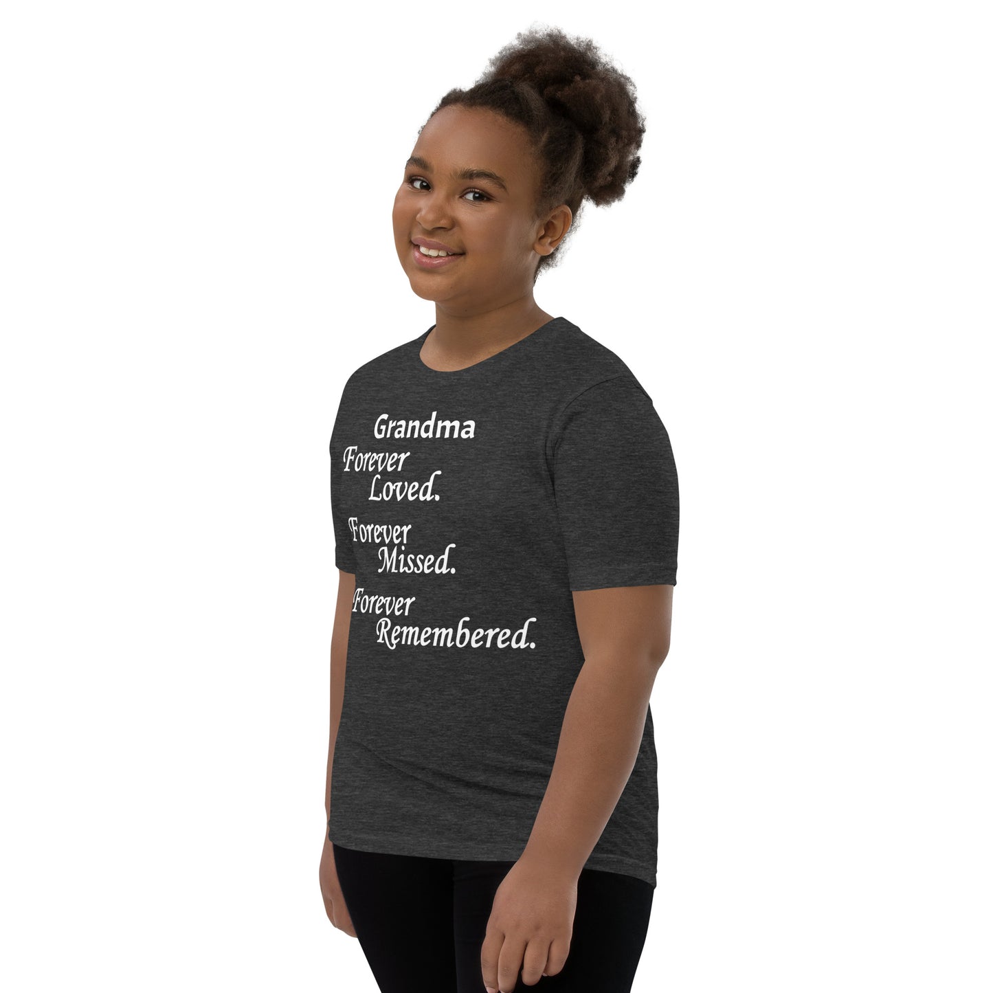Bella + Canvas Combed and Ring-Spun Cotton Youth T-Shirt Block Design White Lettering