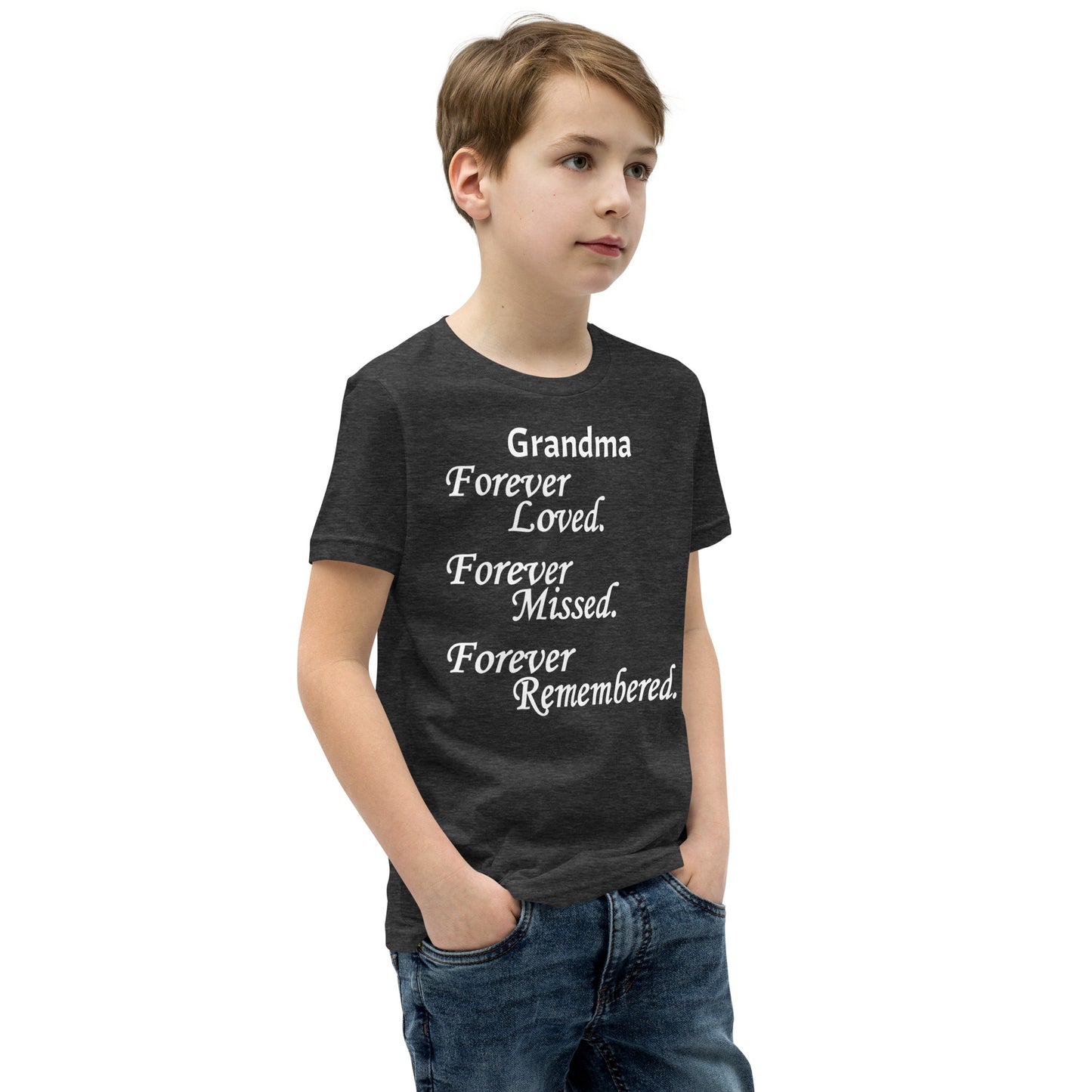 Bella + Canvas Combed and Ring-Spun Cotton Youth T-Shirt Block Design White Lettering