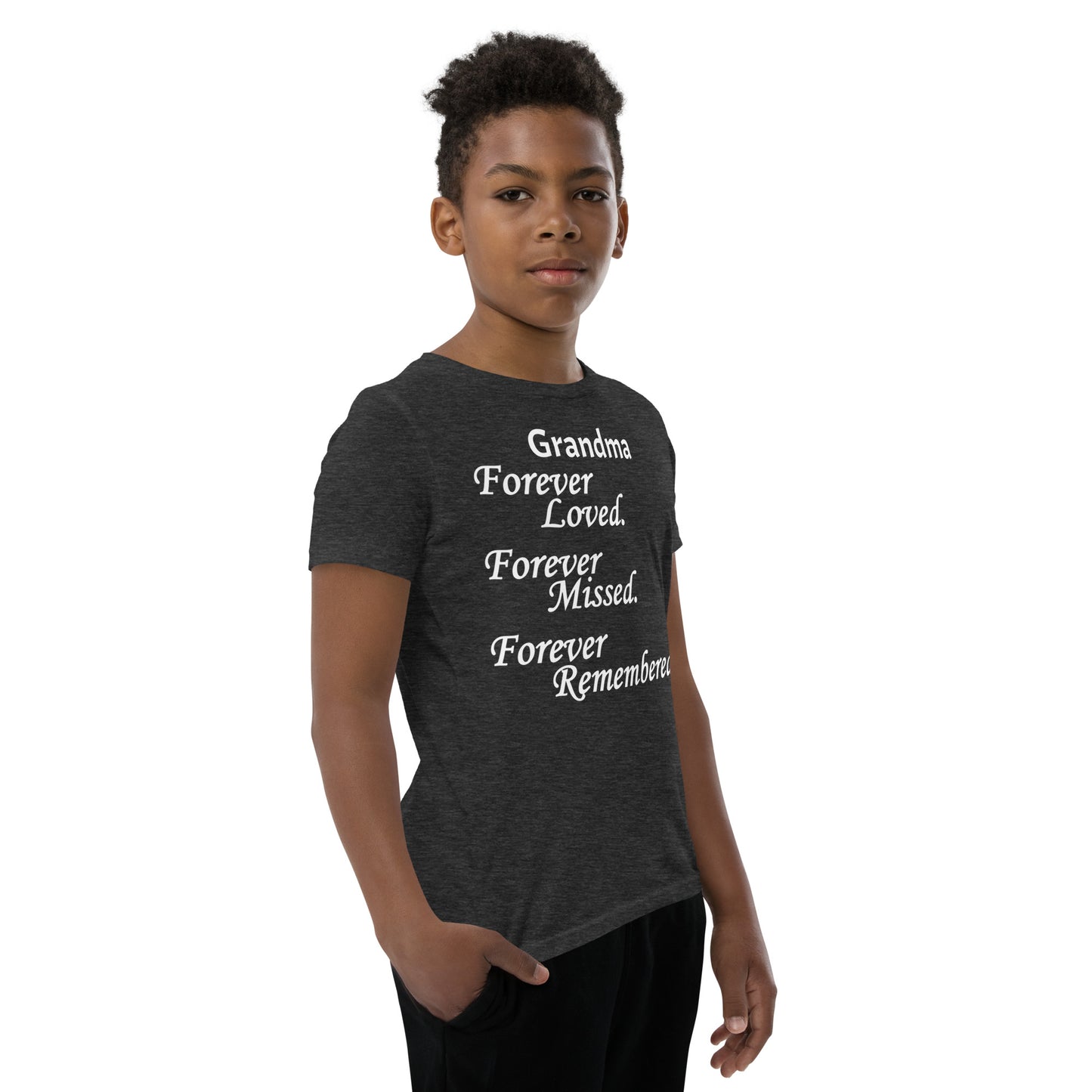 Bella + Canvas Combed and Ring-Spun Cotton Youth T-Shirt Block Design White Lettering
