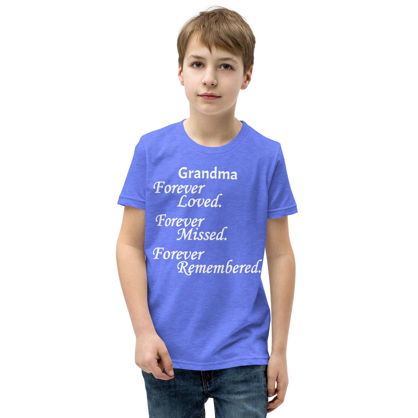 Bella + Canvas Combed and Ring-Spun Cotton Youth T-Shirt Block Design White Lettering