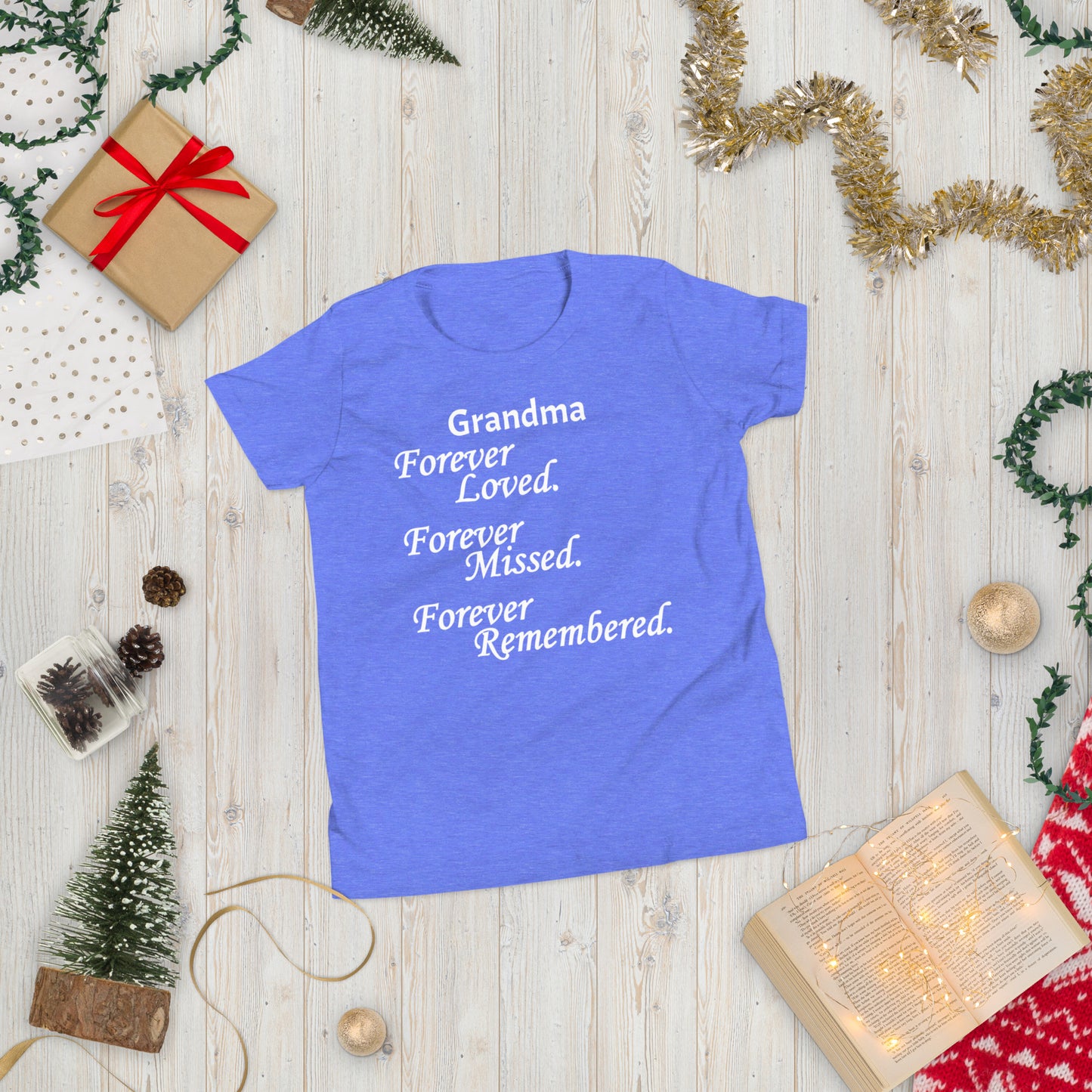 Bella + Canvas Combed and Ring-Spun Cotton Youth T-Shirt Block Design White Lettering