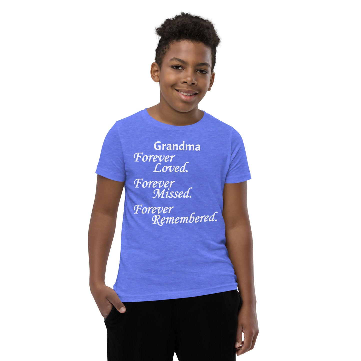 Bella + Canvas Combed and Ring-Spun Cotton Youth T-Shirt Block Design White Lettering