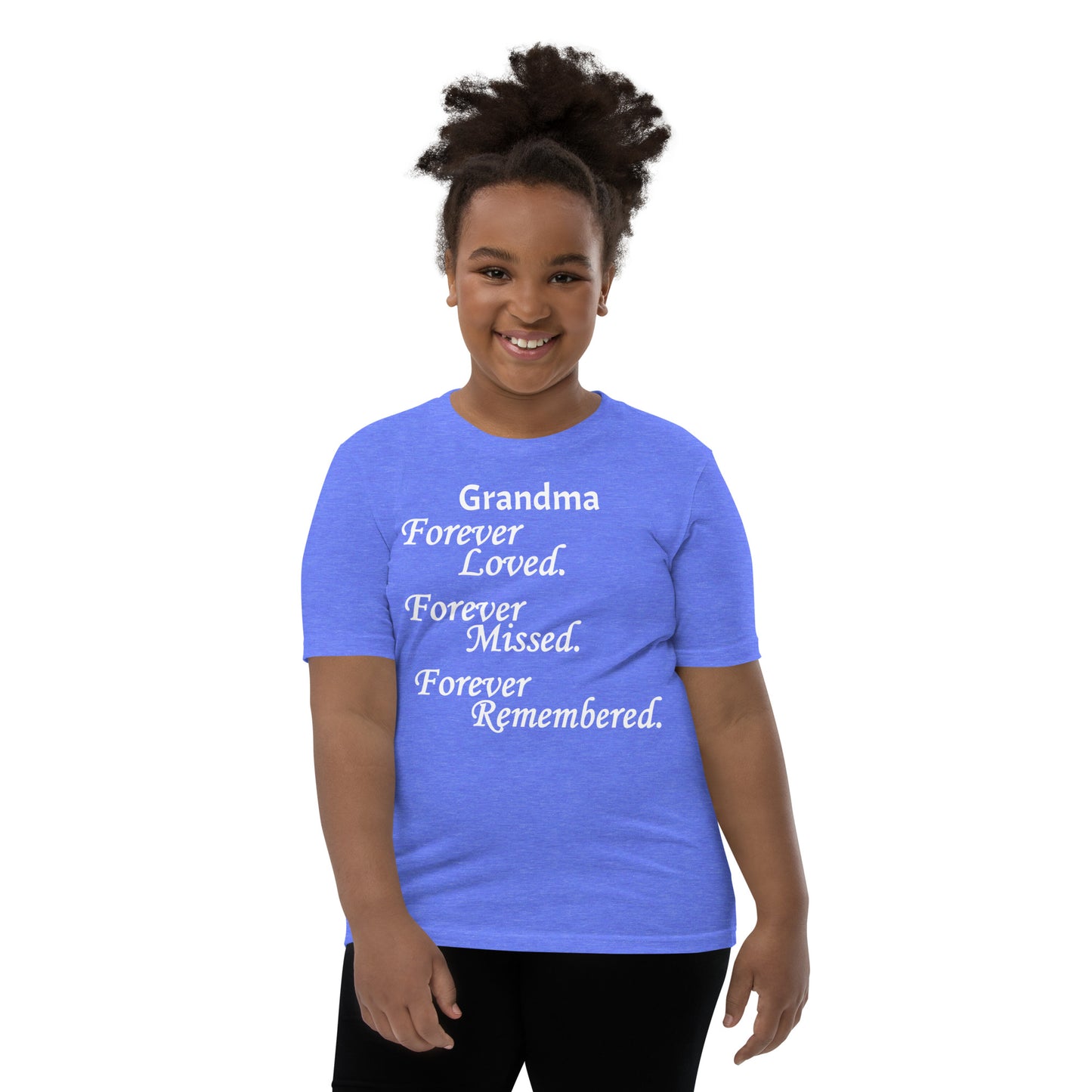 Bella + Canvas Combed and Ring-Spun Cotton Youth T-Shirt Block Design White Lettering