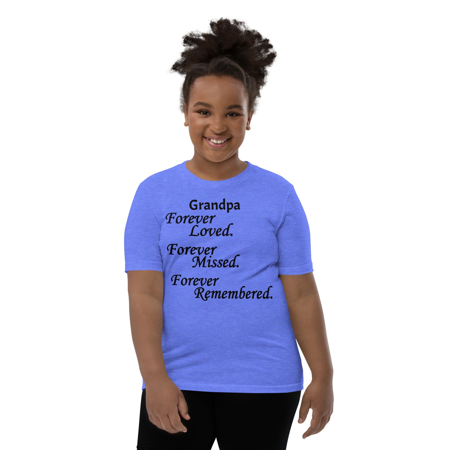 Bella + Canvas Combed and Ring-Spun Cotton Youth T-Shirt Block Design Black Lettering