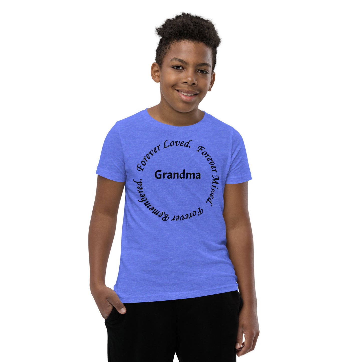 Bella + Canvas Combed and Ring-Spun Cotton Youth T-Shirt Circle Design Black Lettering