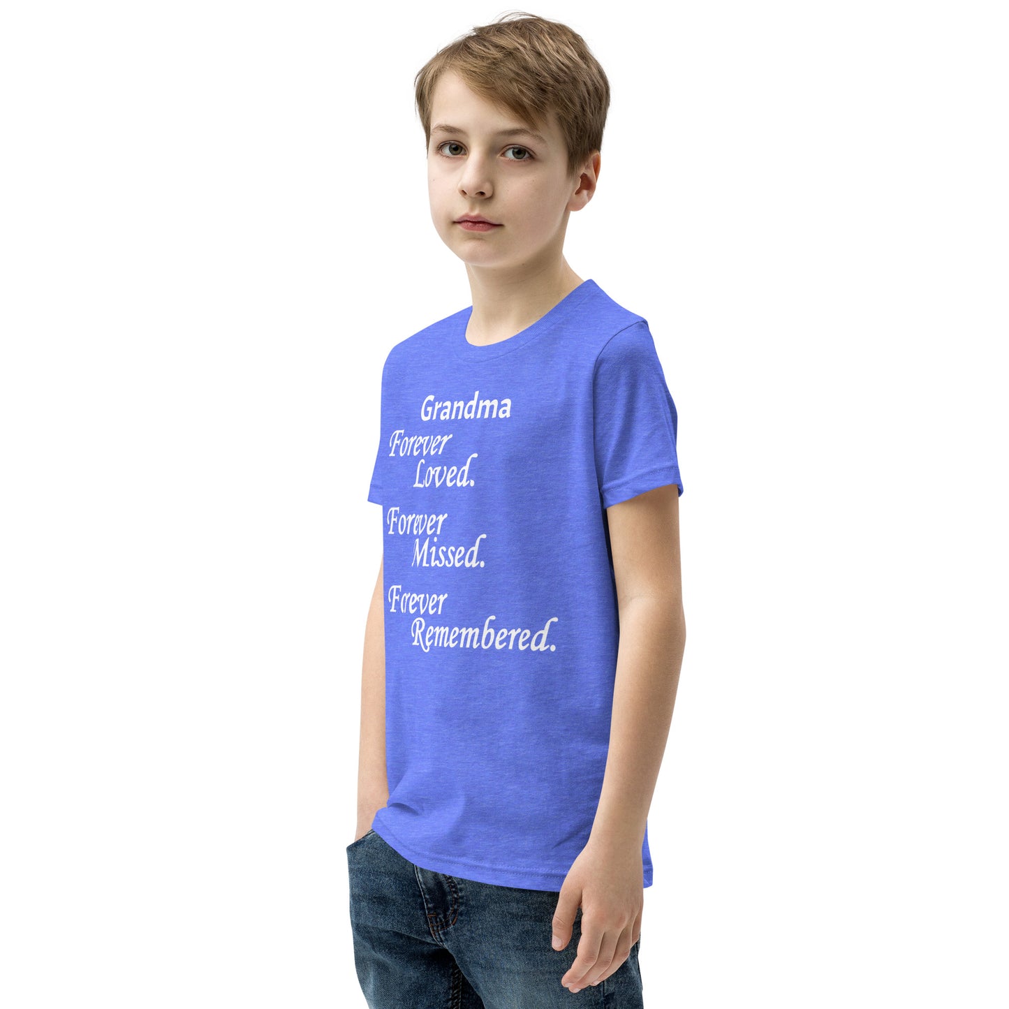 Bella + Canvas Combed and Ring-Spun Cotton Youth T-Shirt Block Design White Lettering