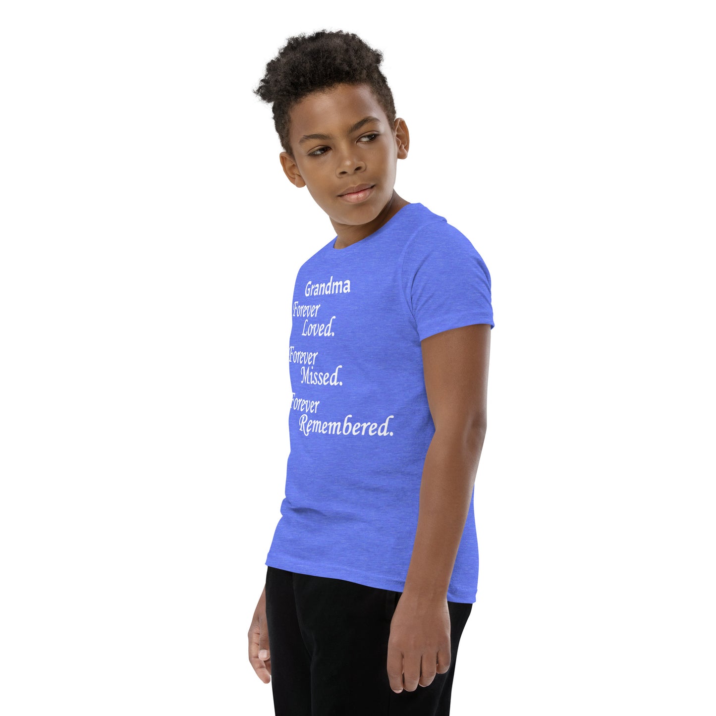 Bella + Canvas Combed and Ring-Spun Cotton Youth T-Shirt Block Design White Lettering