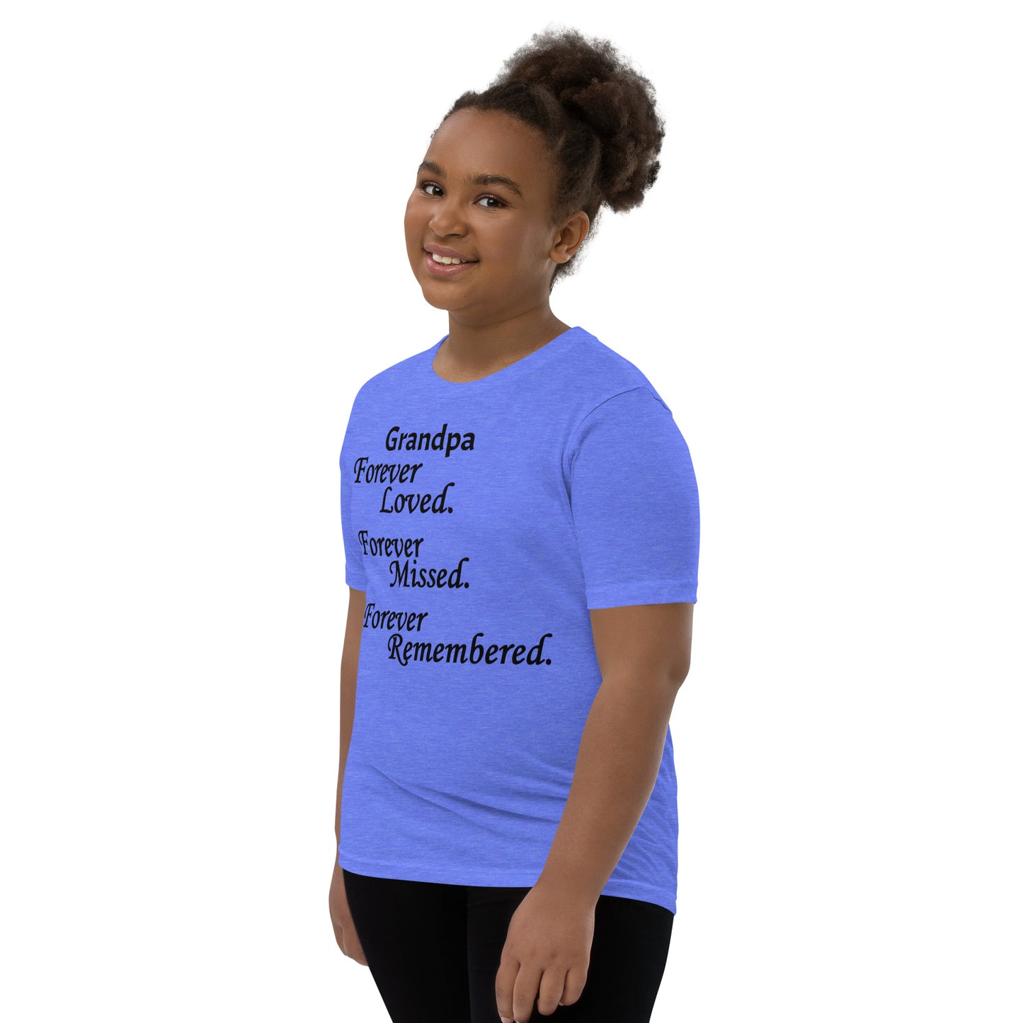 Bella + Canvas Combed and Ring-Spun Cotton Youth T-Shirt Block Design Black Lettering