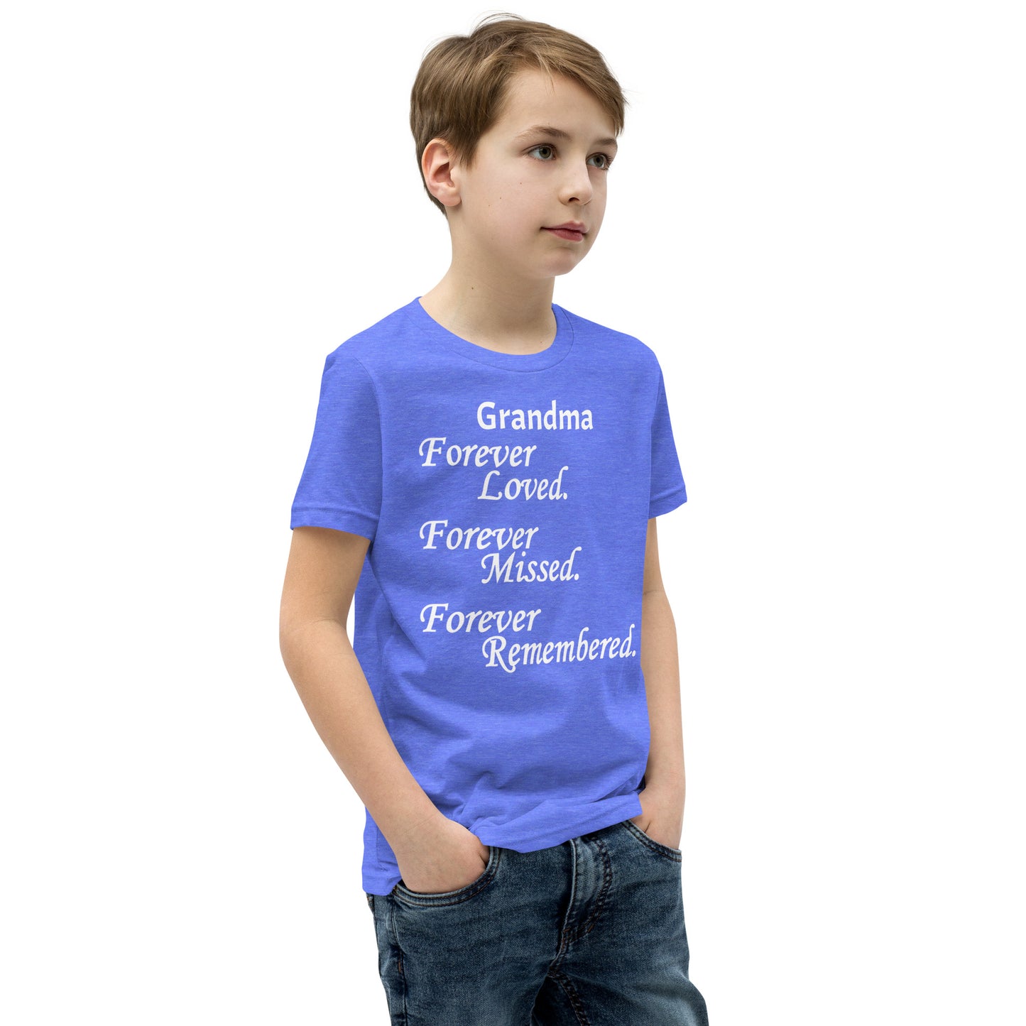Bella + Canvas Combed and Ring-Spun Cotton Youth T-Shirt Block Design White Lettering
