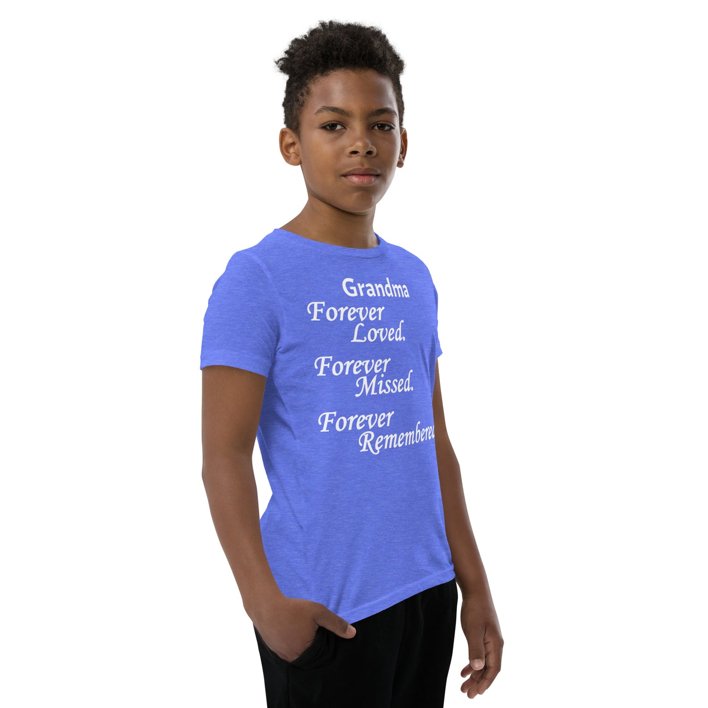 Bella + Canvas Combed and Ring-Spun Cotton Youth T-Shirt Block Design White Lettering