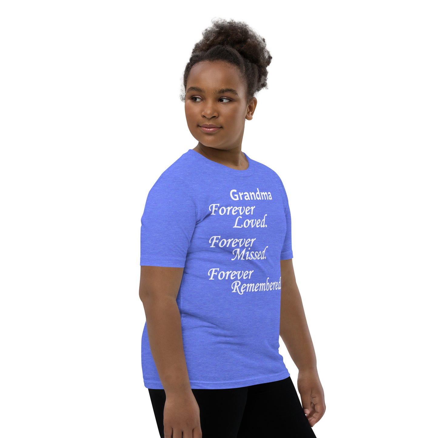 Bella + Canvas Combed and Ring-Spun Cotton Youth T-Shirt Block Design White Lettering