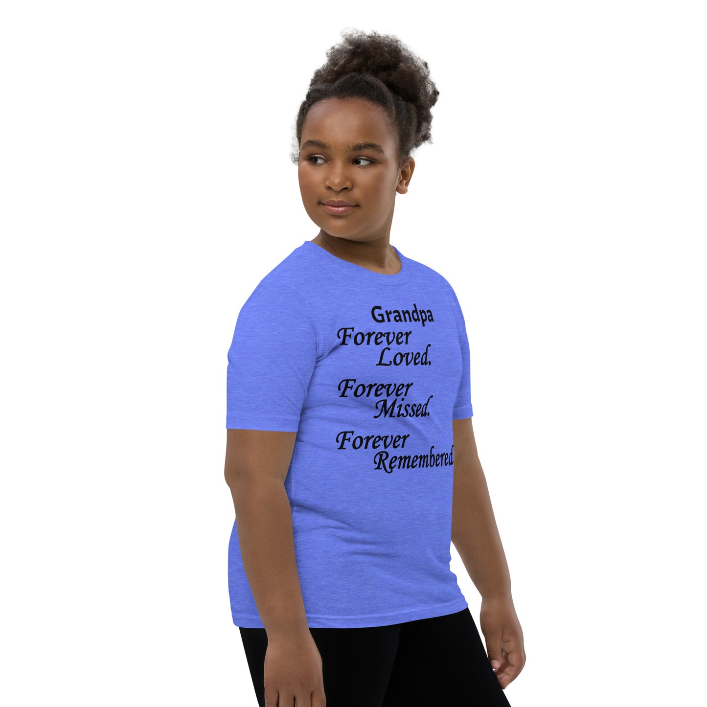 Bella + Canvas Combed and Ring-Spun Cotton Youth T-Shirt Block Design Black Lettering