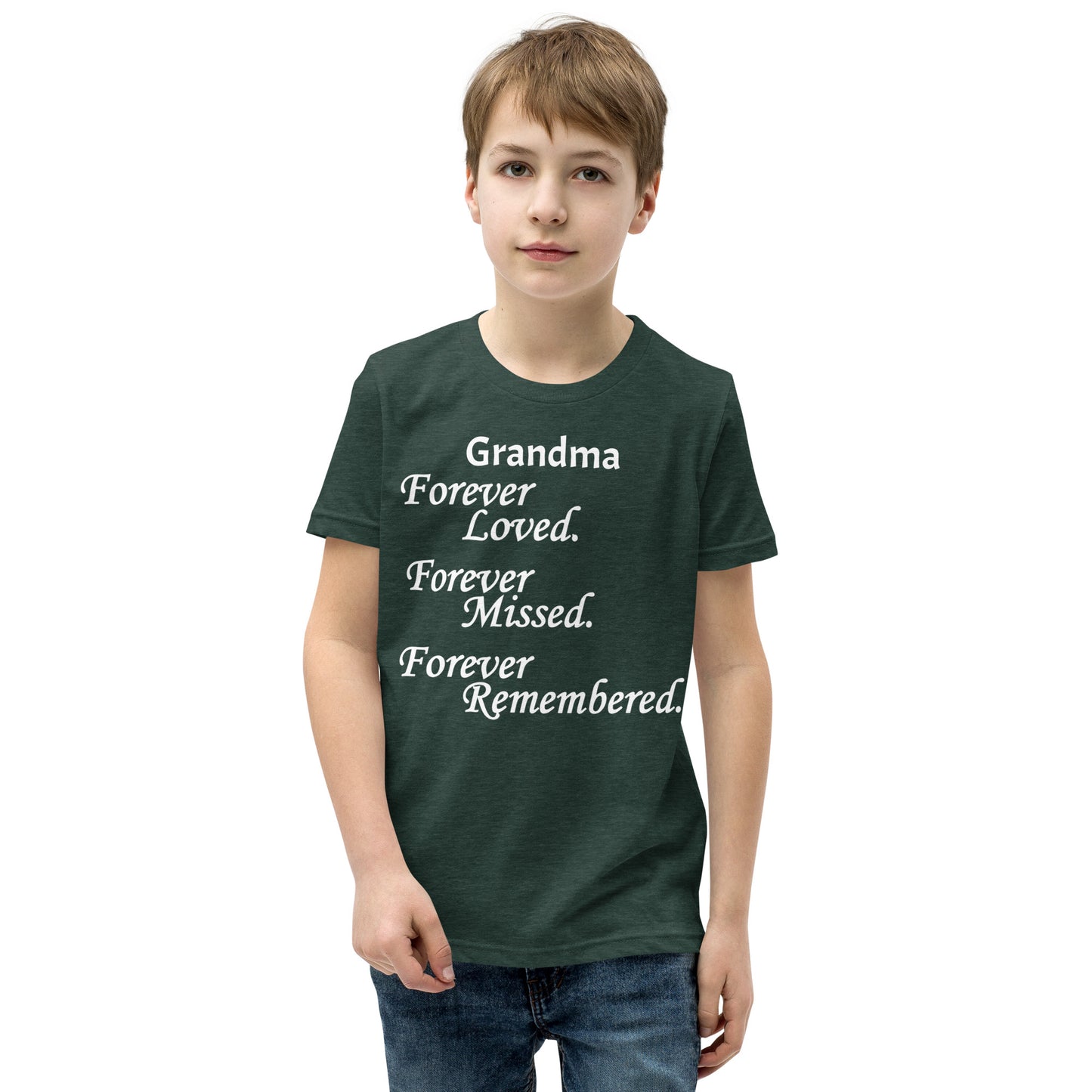 Bella + Canvas Combed and Ring-Spun Cotton Youth T-Shirt Block Design White Lettering