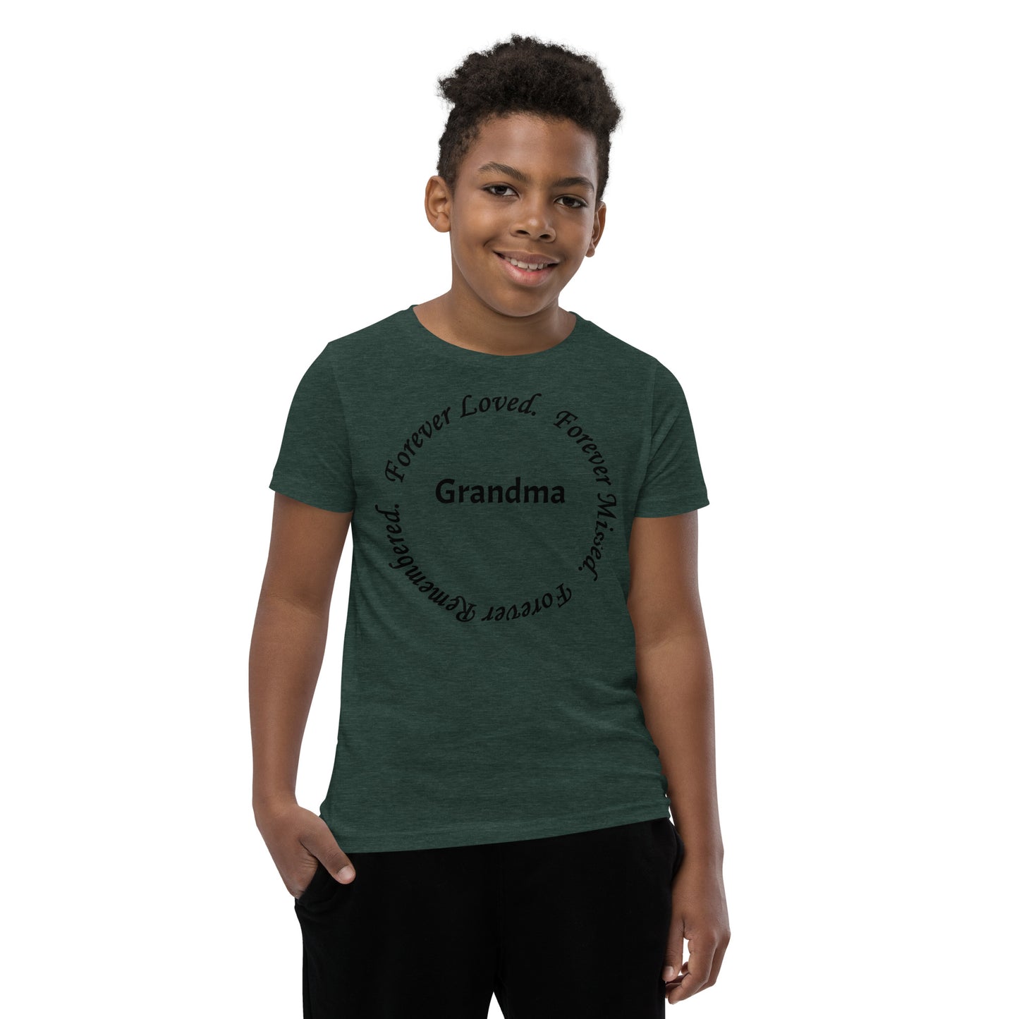 Bella + Canvas Combed and Ring-Spun Cotton Youth T-Shirt Circle Design Black Lettering