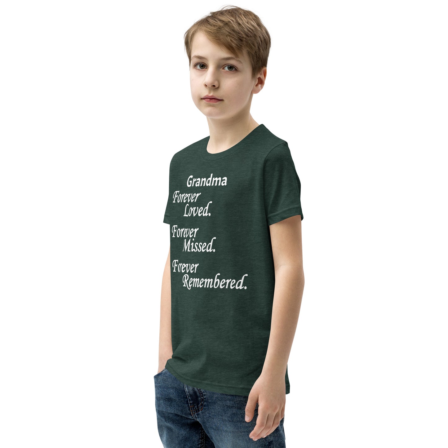 Bella + Canvas Combed and Ring-Spun Cotton Youth T-Shirt Block Design White Lettering