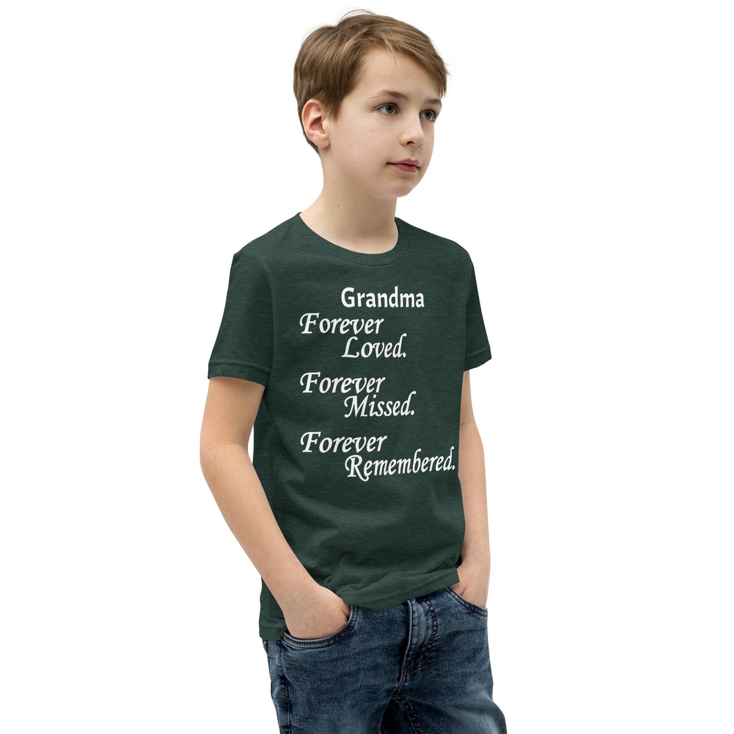 Bella + Canvas Combed and Ring-Spun Cotton Youth T-Shirt Block Design White Lettering