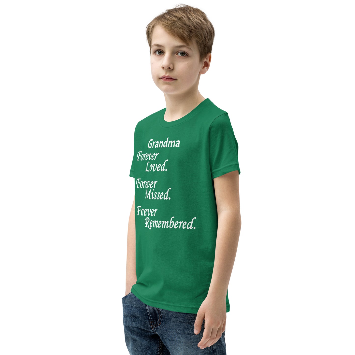 Bella + Canvas Combed and Ring-Spun Cotton Youth T-Shirt Block Design White Lettering