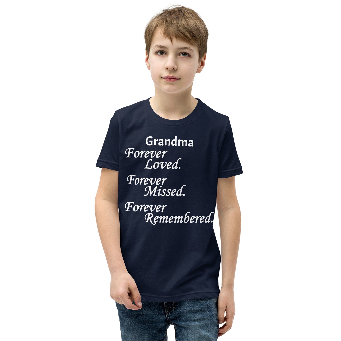 Bella + Canvas Combed and Ring-Spun Cotton Youth T-Shirt Block Design White Lettering