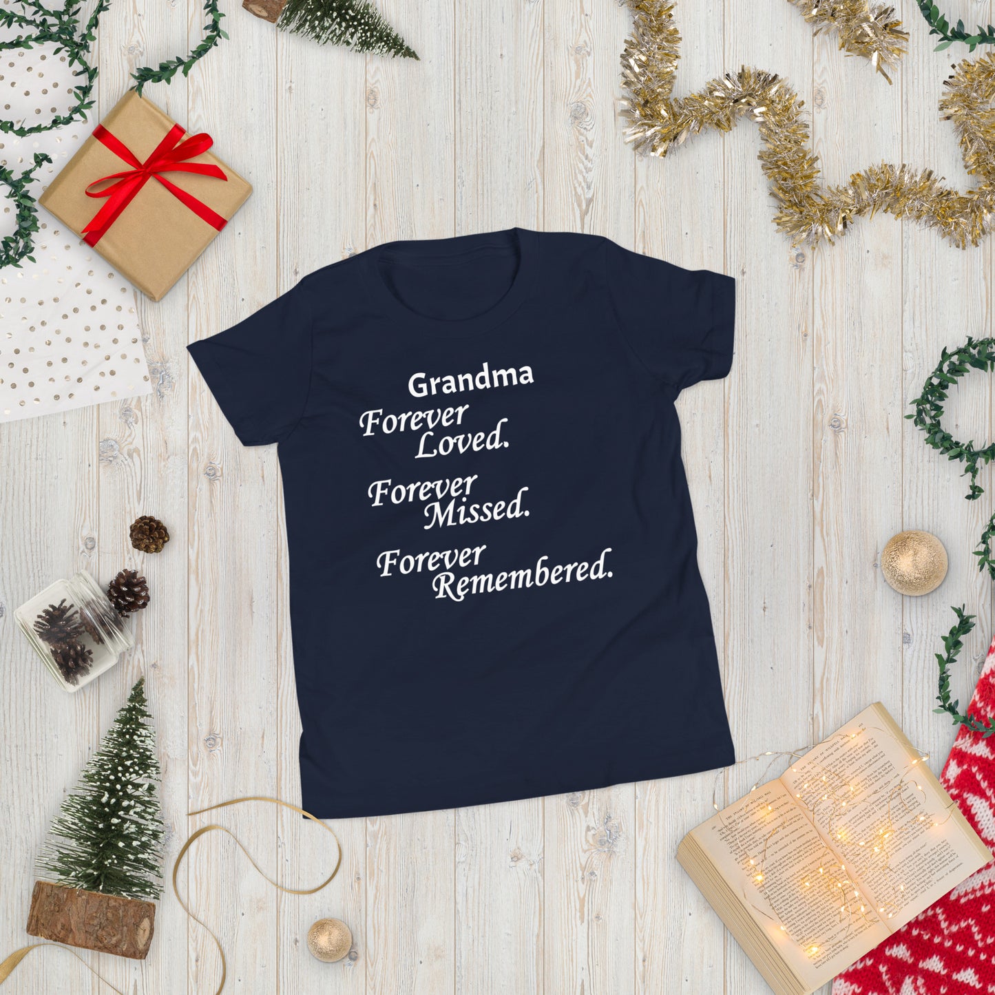 Bella + Canvas Combed and Ring-Spun Cotton Youth T-Shirt Block Design White Lettering