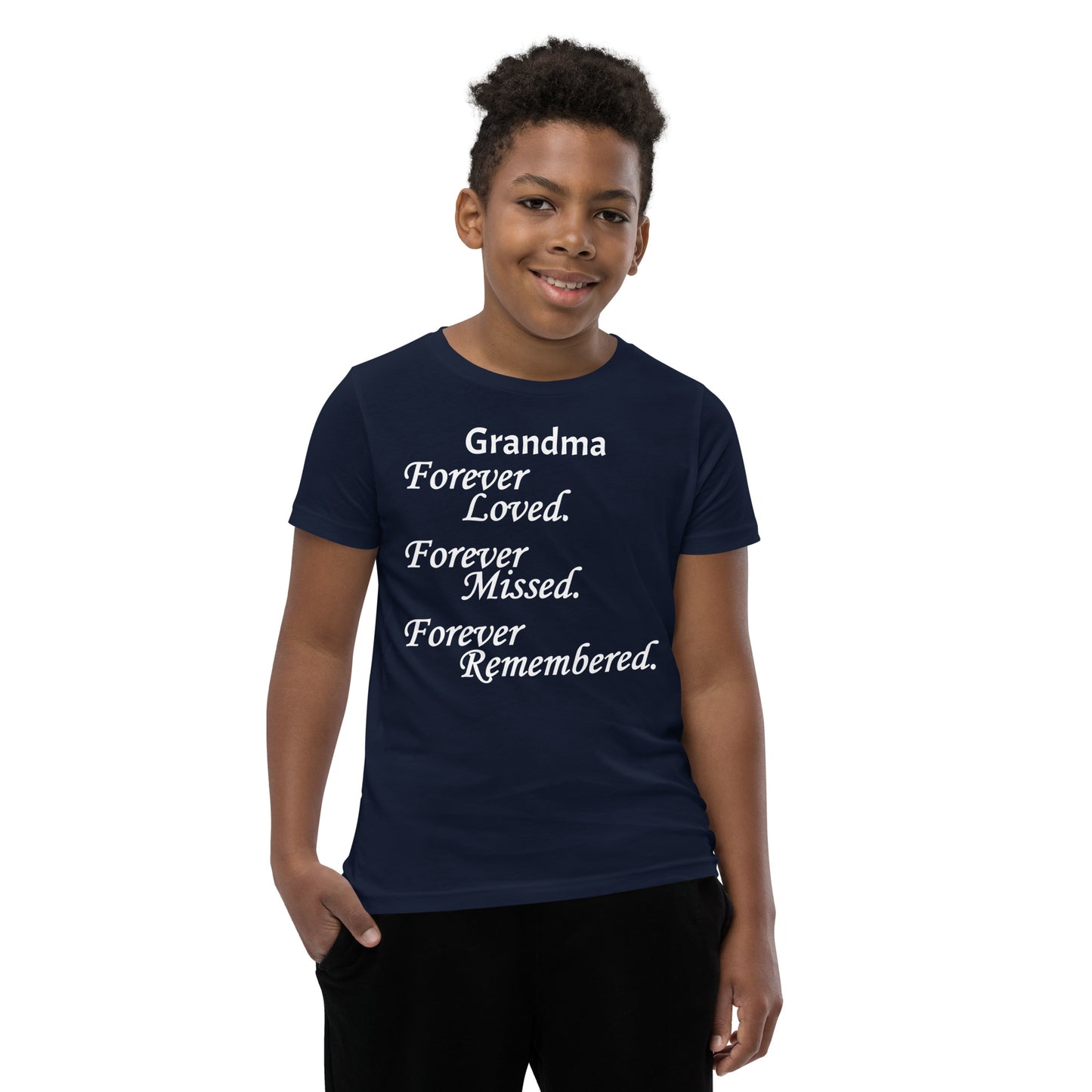 Bella + Canvas Combed and Ring-Spun Cotton Youth T-Shirt Block Design White Lettering