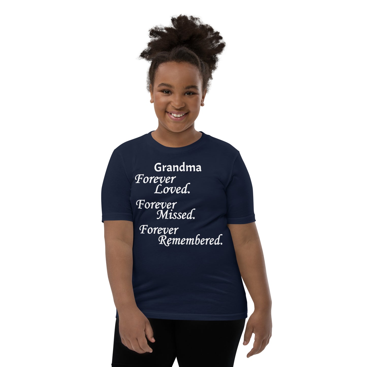 Bella + Canvas Combed and Ring-Spun Cotton Youth T-Shirt Block Design White Lettering