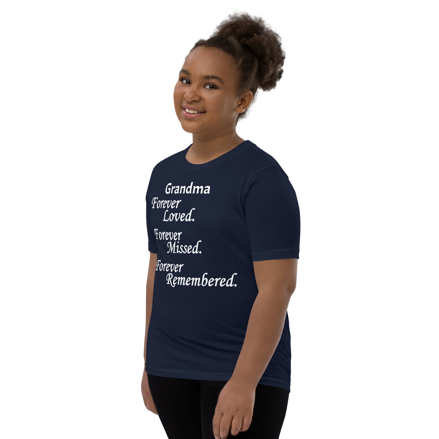 Bella + Canvas Combed and Ring-Spun Cotton Youth T-Shirt Block Design White Lettering