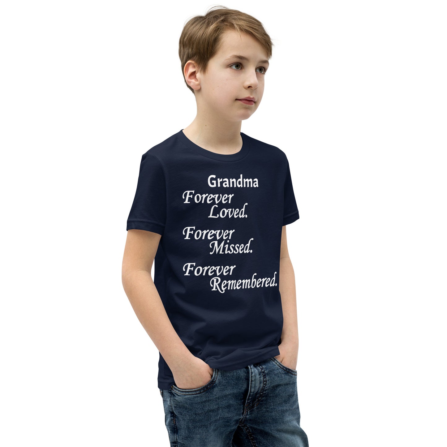 Bella + Canvas Combed and Ring-Spun Cotton Youth T-Shirt Block Design White Lettering