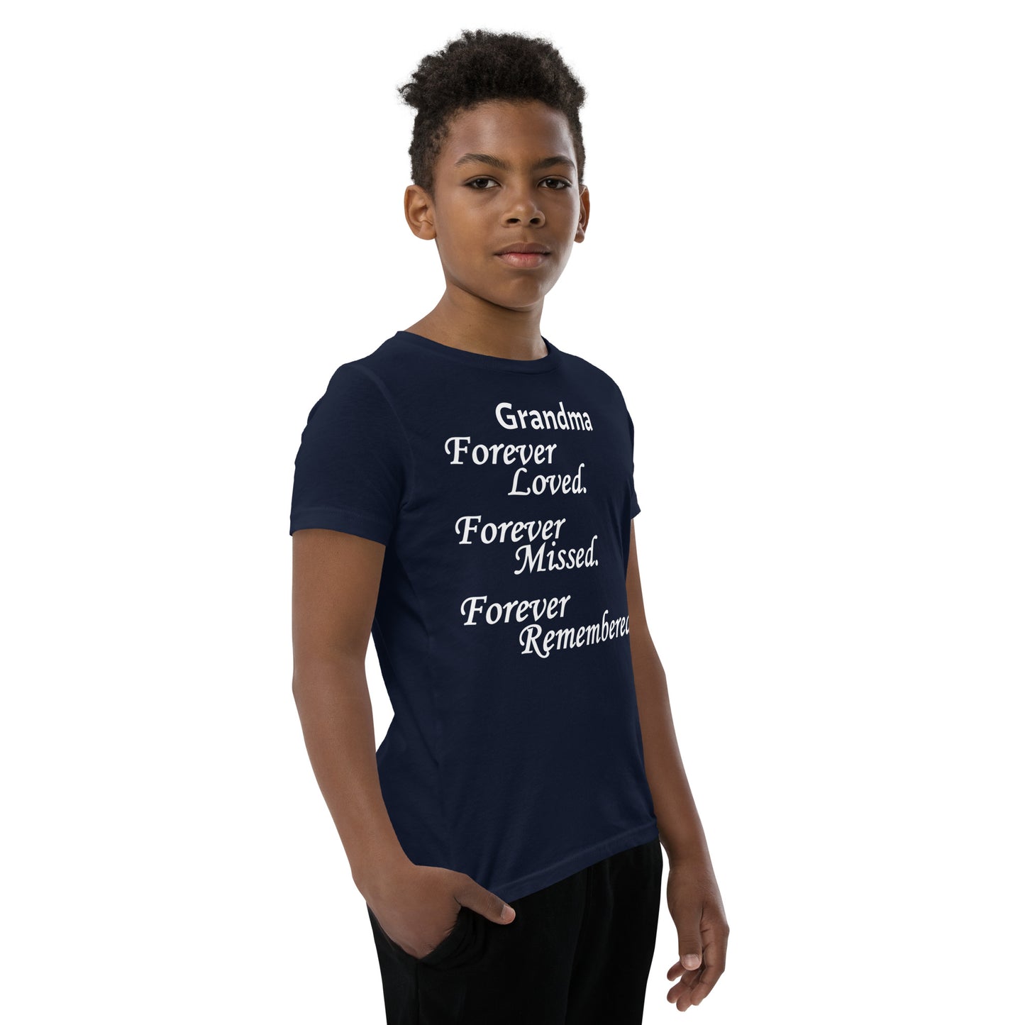 Bella + Canvas Combed and Ring-Spun Cotton Youth T-Shirt Block Design White Lettering